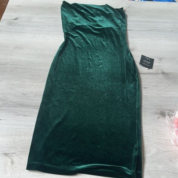 Lulus Jazzy Belle Dark Green Velvet Dress size‎ L nwt - Picture 6 of 8